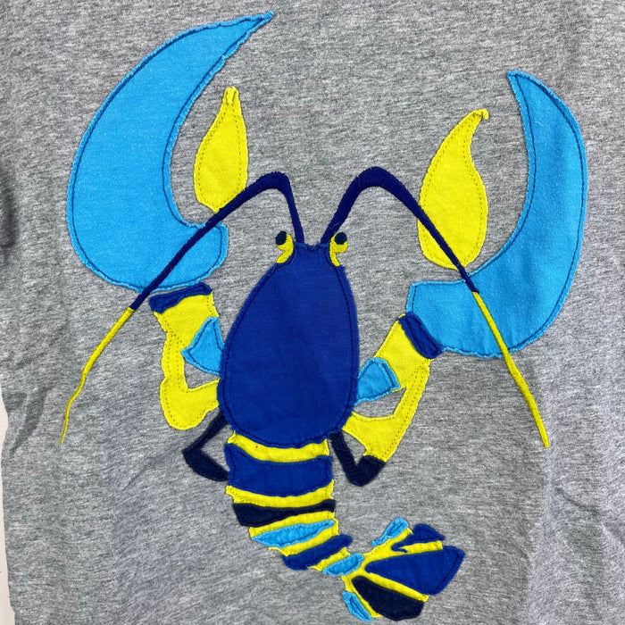 Mini Boden Short Sleeve Applique Blue Lobster T-Shirt 6-7