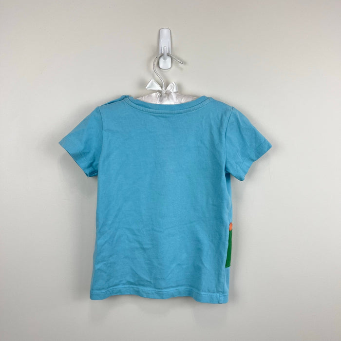 Mini Boden Short Sleeve Blue Applique T-Shirt Crocodile Bird 3-4