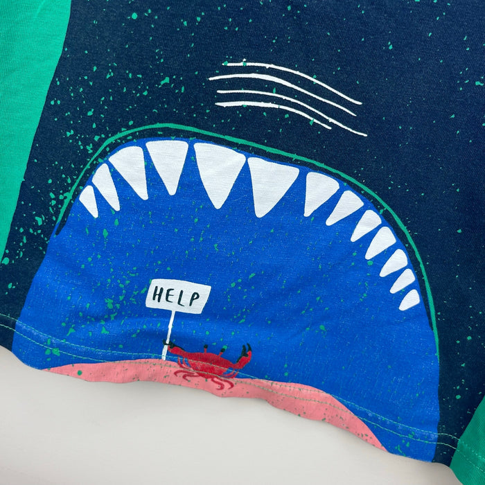 Mini Boden Short Sleeve Graphic T-Shirt Green Shark 9-10