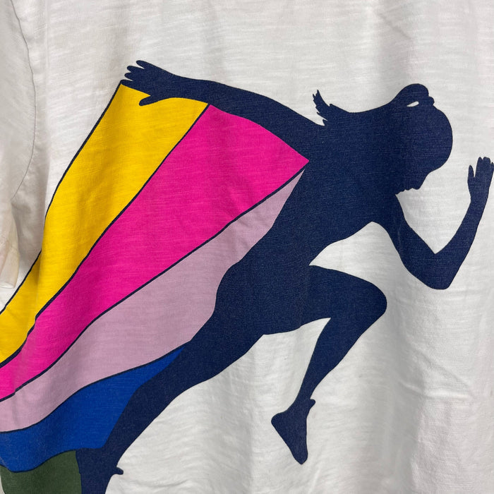 Mini Boden Short Sleeve Graphic T-Shirt Rainbow Run 11-12