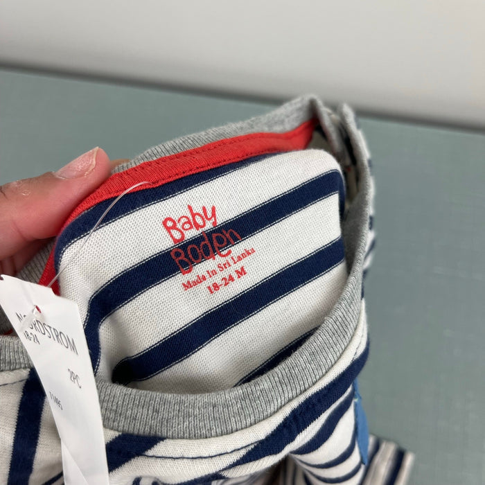 Mini Boden Short Sleeve Pocket T-Shirt Navy White Stripes 18-24 Months NWT