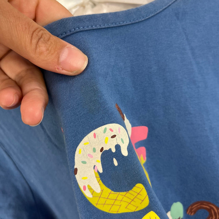Mini Boden Short Sleeve Printed Graphic T-Shirt Blue Ice Cream 7-8