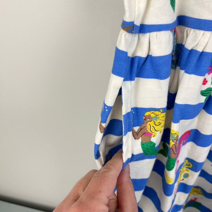 Mini Boden Short Sleeved Fun Jersey Dress Surf Blue Mermaid Stripe 7-8