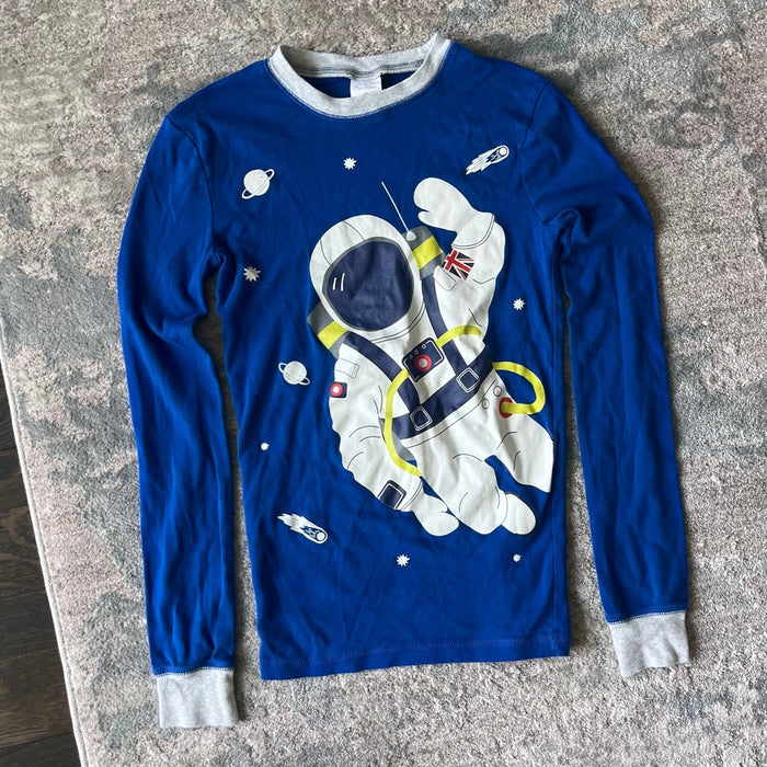 Mini Boden Snug Long John Pajamas Blue Astronaut 14