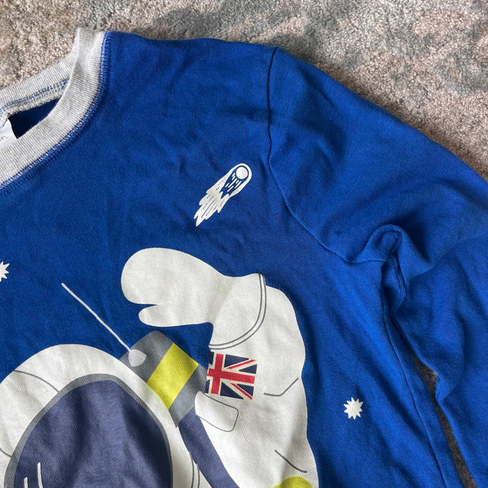 Mini Boden Snug Long John Pajamas Blue Astronaut 14