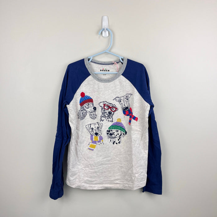 Mini Boden Stitch Logo T-Shirt Oatmeal Marl Dogs 9-10