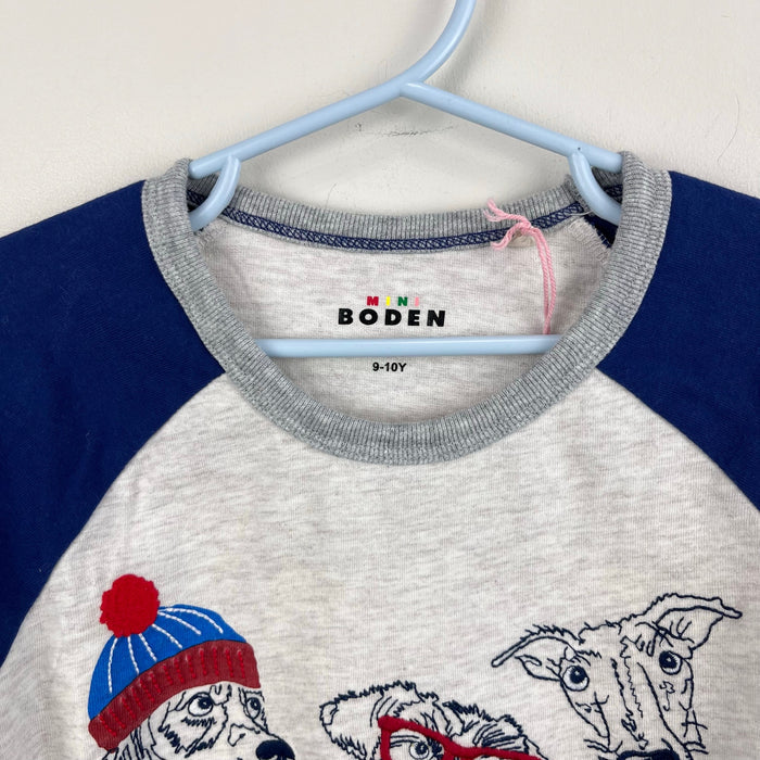 Mini Boden Stitch Logo T-Shirt Oatmeal Marl Dogs 9-10