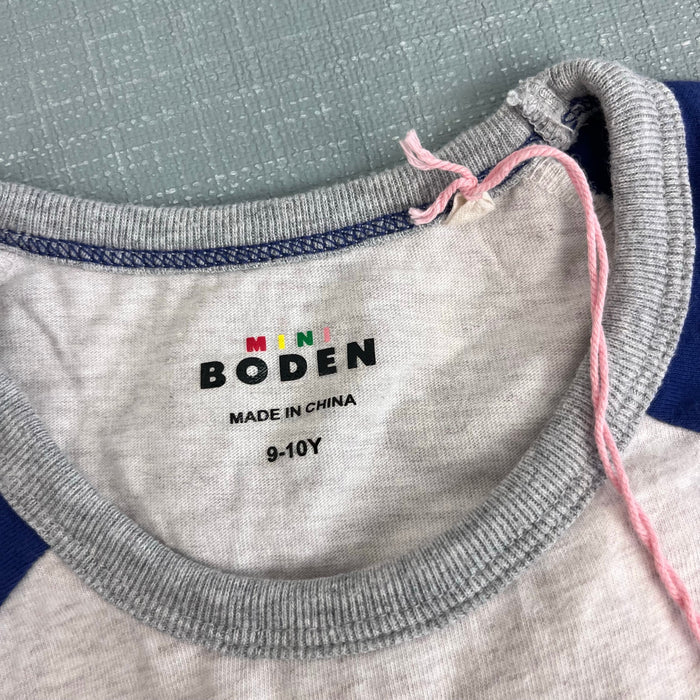Mini Boden Stitch Logo T-Shirt Oatmeal Marl Dogs 9-10