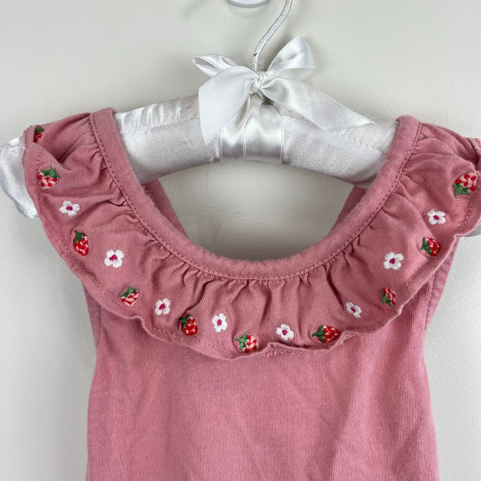 Mini Boden Strawberry Ruffle Cross Back Tank Top 2-3