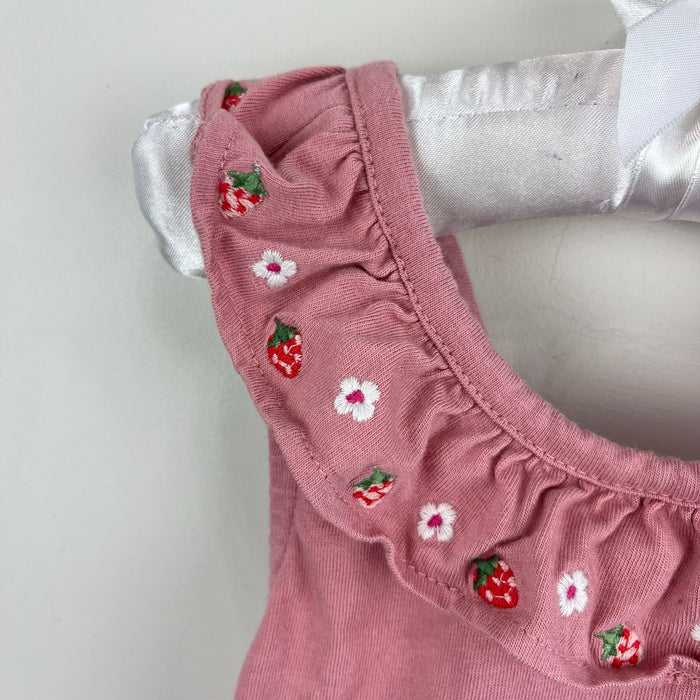 Mini Boden Strawberry Ruffle Cross Back Tank Top 2-3