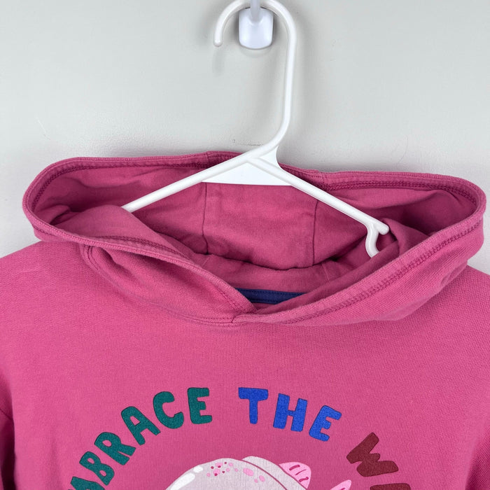 Mini Boden Washed Logo Hoodie Rose Red Blob Fish 8-9