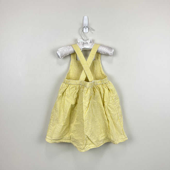 Mini Boden Yellow Seersucker Applique Ice Cream Pinafore Dress 18-24 Months