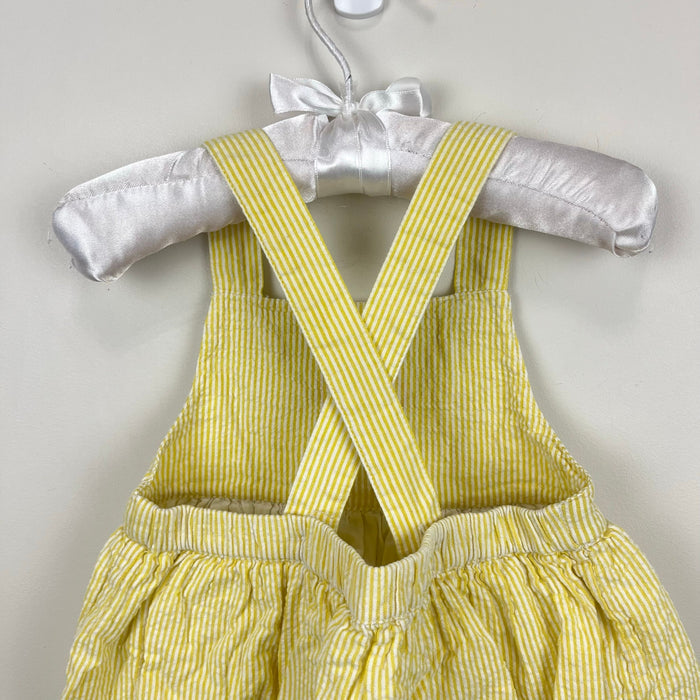 Mini Boden Yellow Seersucker Applique Ice Cream Pinafore Dress 18-24 Months