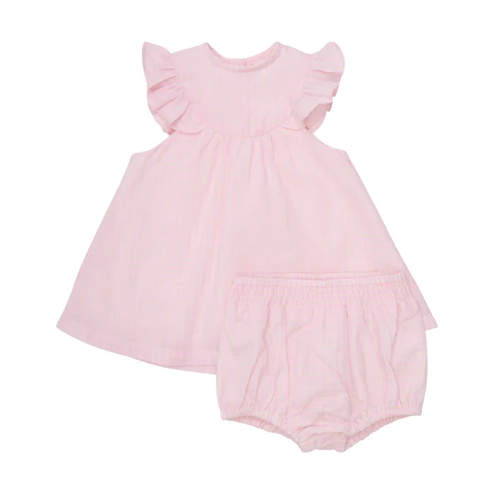 Minymo Short-Sleeve Dress with Shorts Set - Light Rose