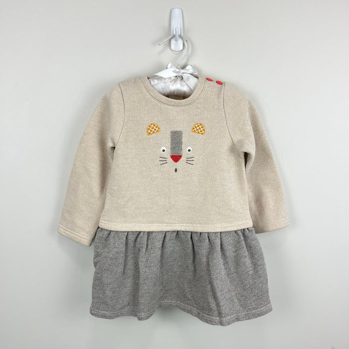 Moulin Roty Applique Cat Sweatshirt Dress 23 Months