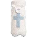 Mud Pie Blue Cross Chenille Blanket