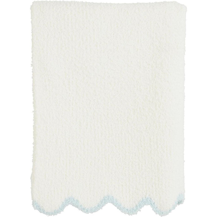Mud Pie Blue Scallop Chenille Blanket