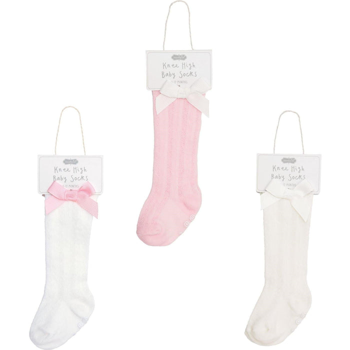 Mud Pie Pink Bow Tall Bow Socks