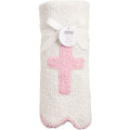Mud Pie Pink Cross Chenille Blanket