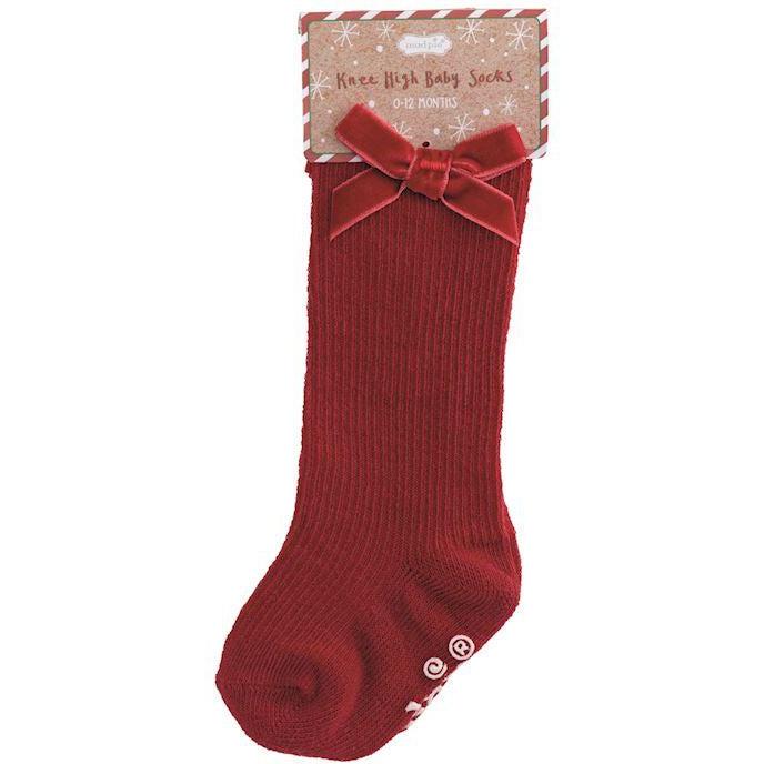 Mud Pie Red Tall Christmas Bow Sock