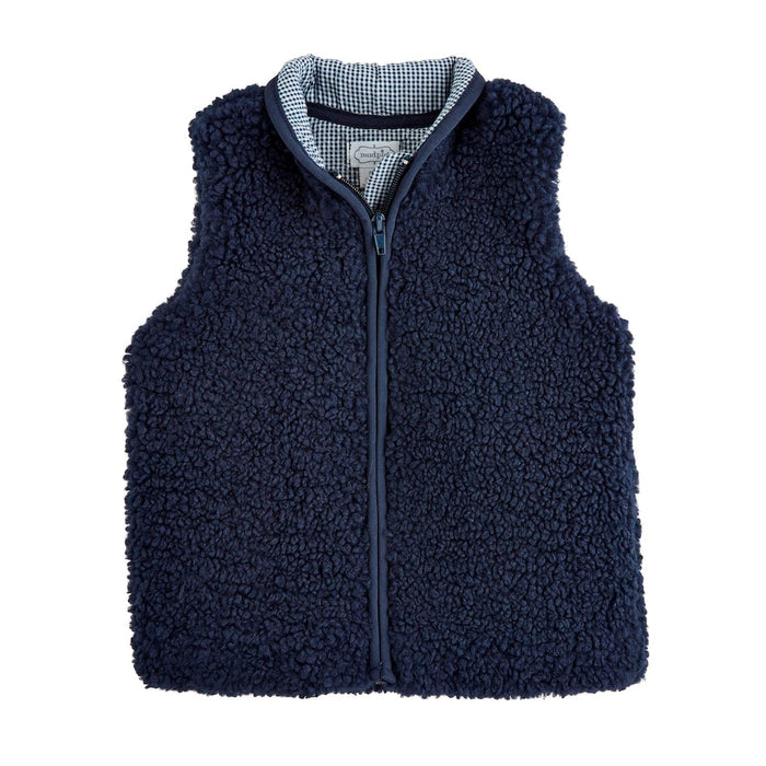 Mud Pie Sherpa Zip Navy Vest | Navy