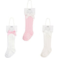 Mud Pie White Tall Bow Socks