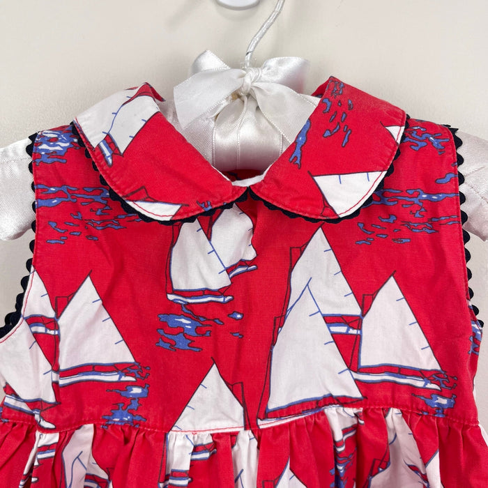 Nantucket Kids Sleeveless Red Sailboat Dress 12-18 Months