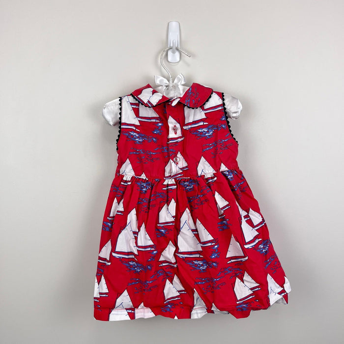 Nantucket Kids Sleeveless Red Sailboat Dress 12-18 Months