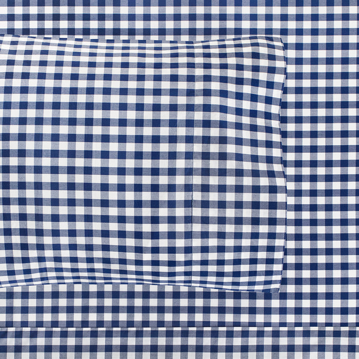 Navy Blue Small Gingham Pillowcase Pair