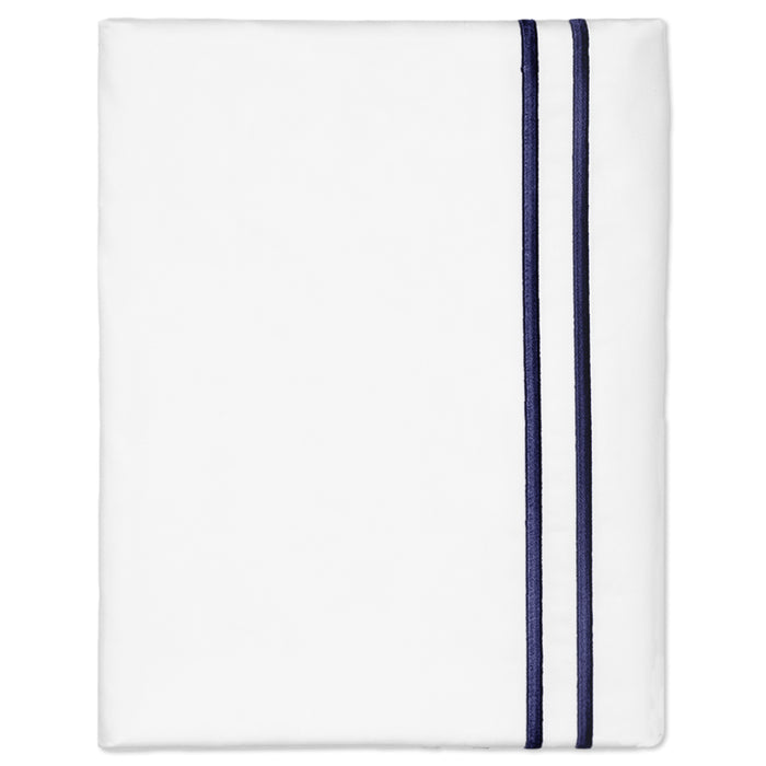 Navy Lines Embroidered Pillowcase Pair