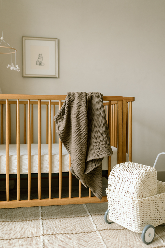 Oilo Bark Brown & Sea Moss Sage Green Premium Muslin Swaddle Blanket Set