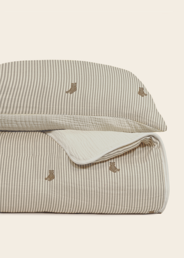Oilo Bear Premium Muslin Crib Quilt & Sham Set