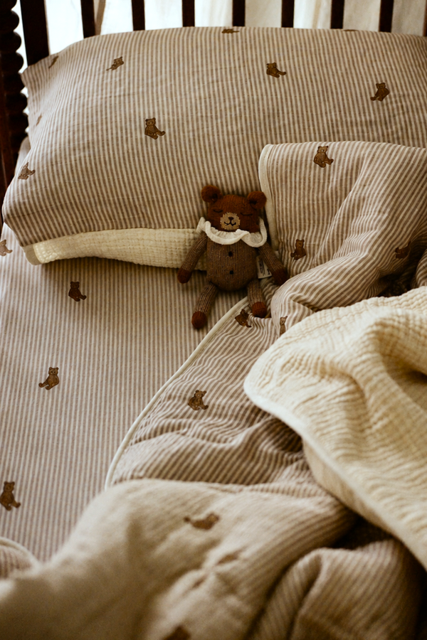Oilo Bear Premium Muslin Crib Quilt & Sham Set