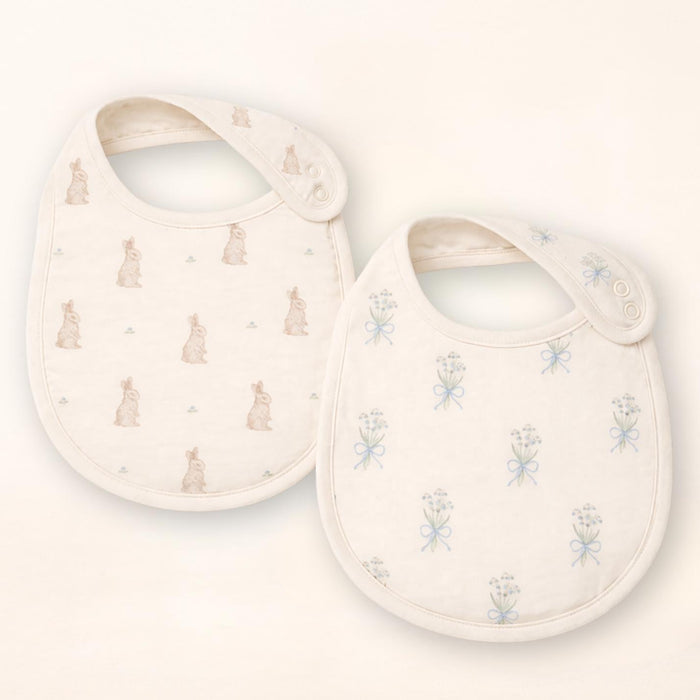 Oilo Bunny & Lily of the Valley Premium Muslin Bib 2-Pack