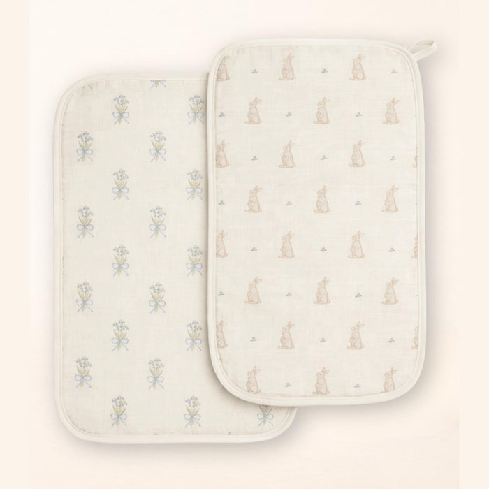Oilo Bunny & Lily of the Valley Premium Muslin Burp Cloth 2-Pack