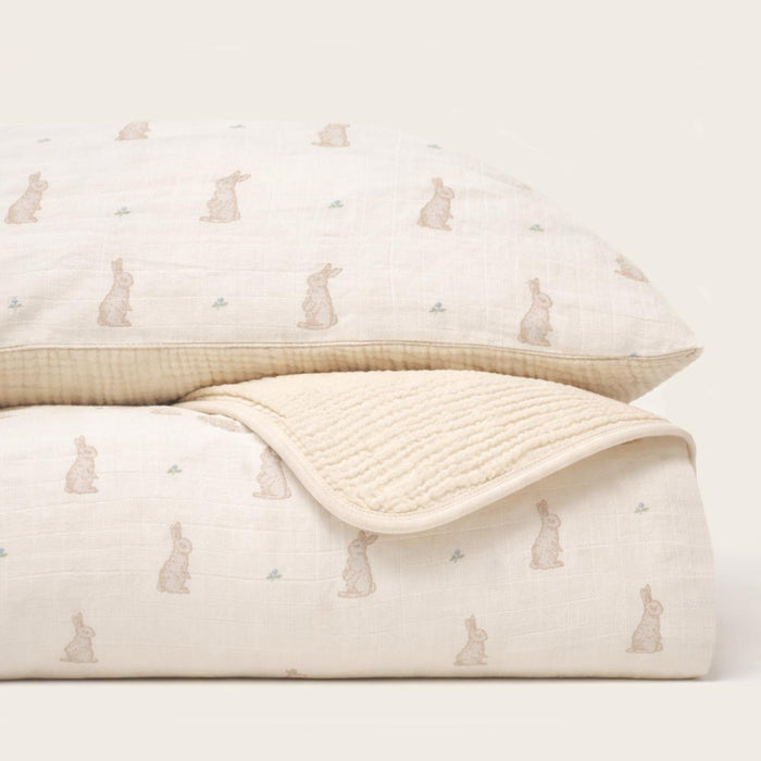 Oilo Bunny Premium Muslin Crib Quilt & Sham Set