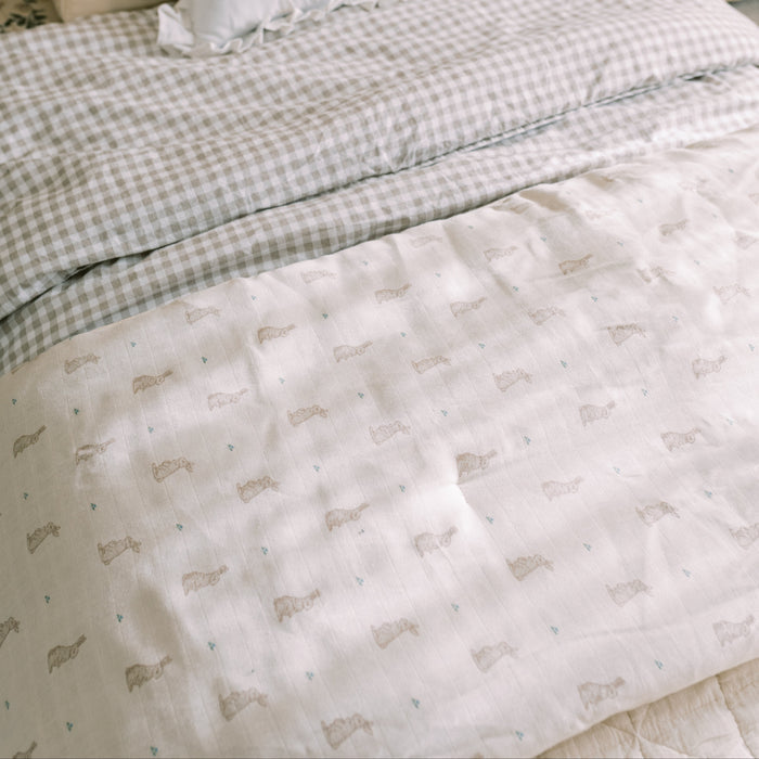 Oilo Bunny Premium Muslin Crib Quilt & Sham Set