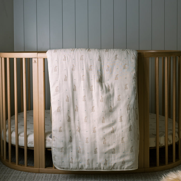 Oilo Bunny Premium Muslin Crib Quilt & Sham Set