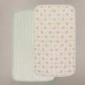 Oilo Dainty Floral & Sea Moss Sage Green Stripe Muslin Burp Cloth 2-Pack