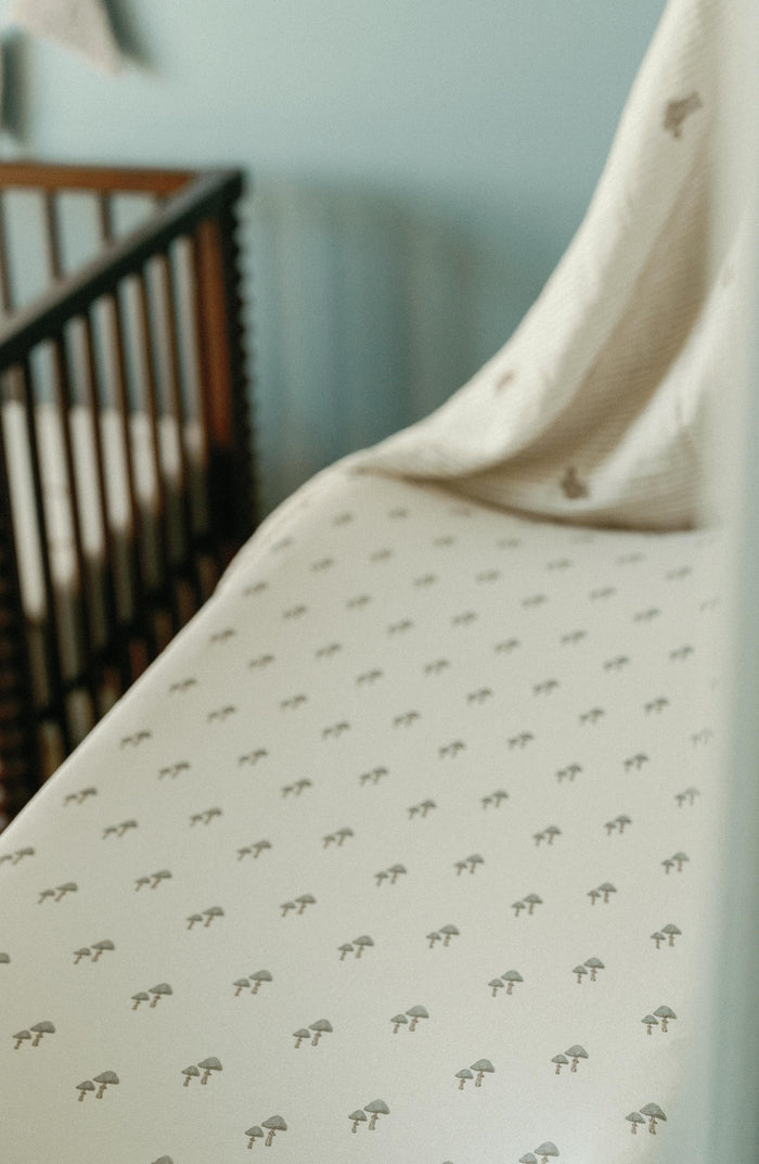 Oilo Mushroom Nursery Convertible Bassinet Sheet & Changing Pad Cover