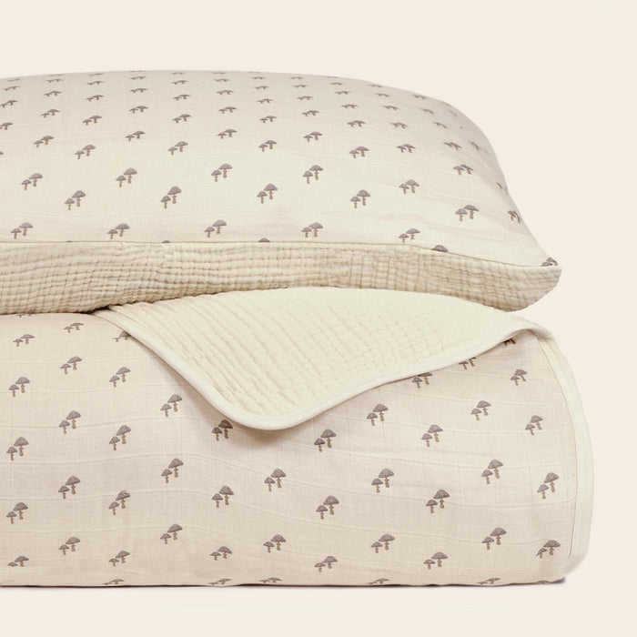 Oilo Mushroom Premium Muslin Crib Quilt & Sham Set