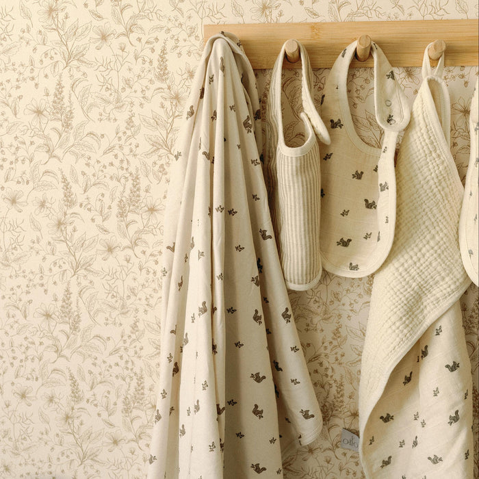 Oilo Squirrel & Mushroom Jersey Swaddle Blanket Set