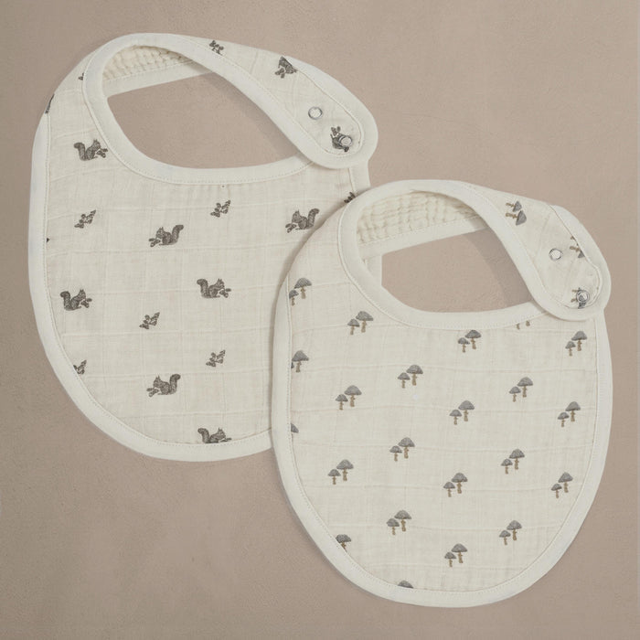 Oilo Squirrel & Mushroom Premium Muslin Bib 2-Pack