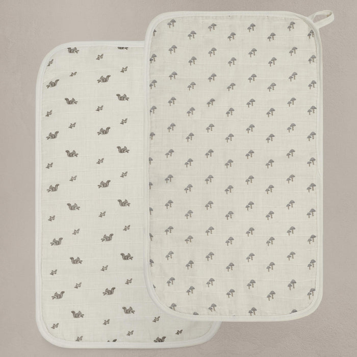 Oilo Squirrel & Mushroom Premium Muslin Burp Cloth 2-Pack