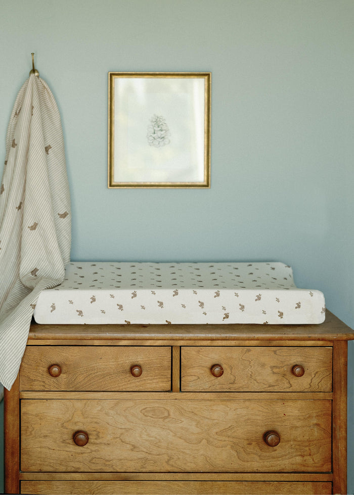 Oilo Squirrel Nursery Convertible Bassinet Sheet & Changing Pad Cover