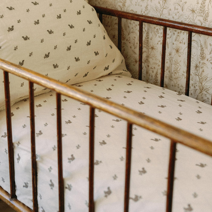 Oilo Squirrel Nursery Crib Sheet