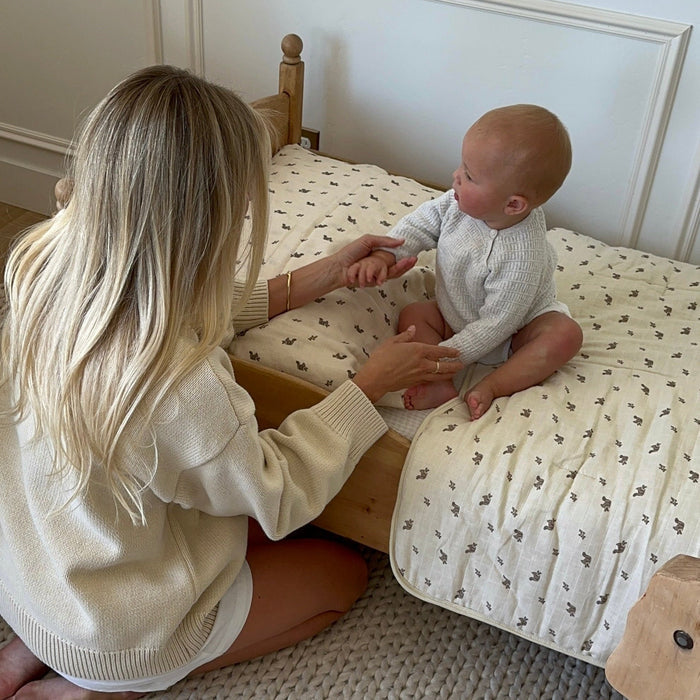 Oilo Squirrel Premium Muslin Crib Quilt & Sham Set