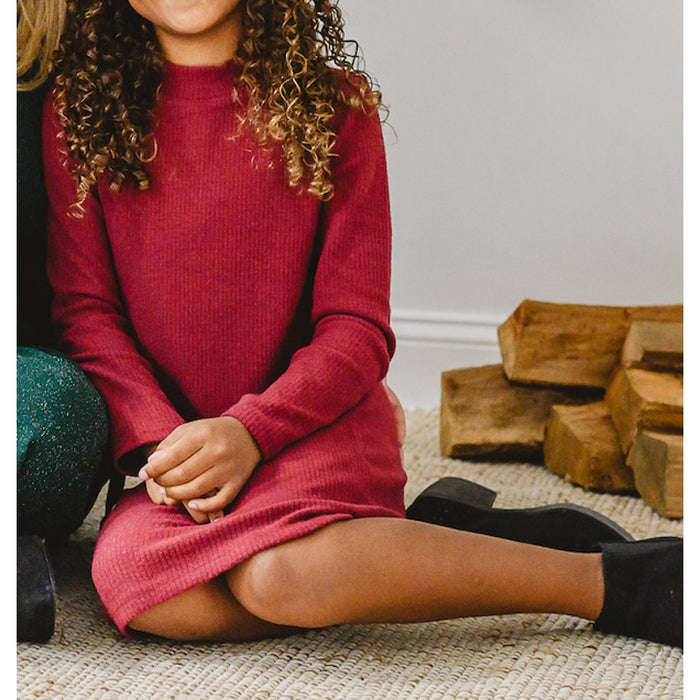 Old Navy Long-Sleeve Cozy-Knit Mock-Neck Dress for Girls Berry Nice Red M 8