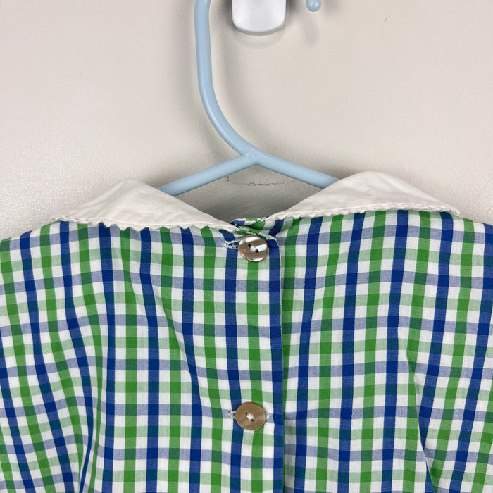 Papo d'Anjo Sleeveless Blue Green Plaid Dress 8