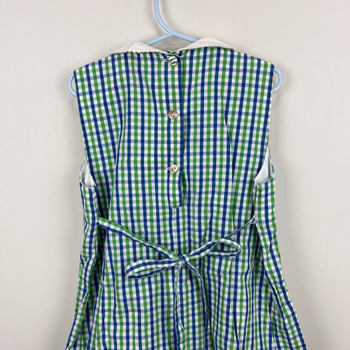 Papo d'Anjo Sleeveless Blue Green Plaid Dress 8